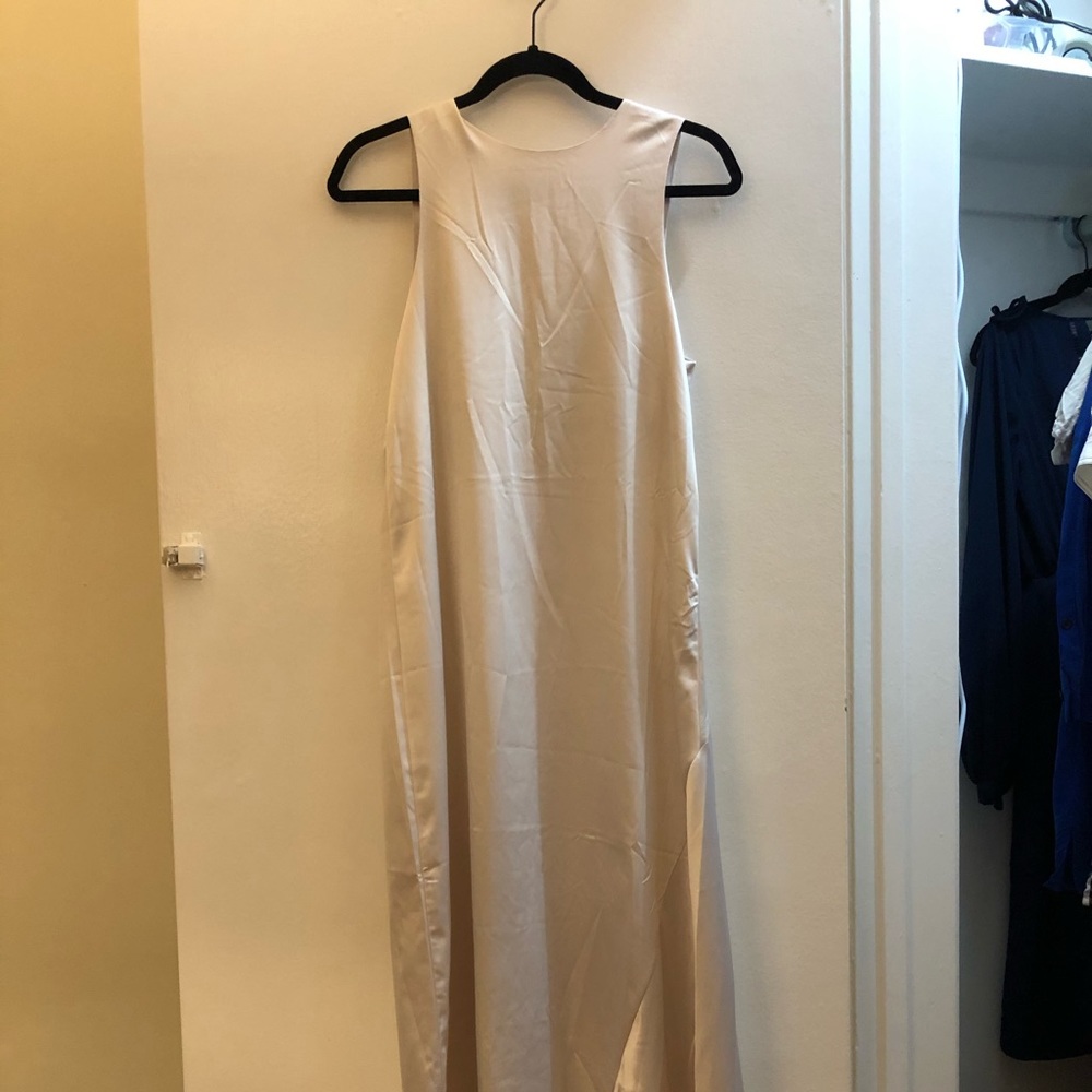 NEW zara midi asymmetrical satin sleeveless dress